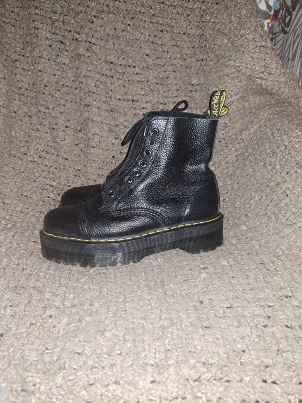 DR. MARTENS/DOC Sinclair-Black Milled Leather-Platform Boots-Sz 10L-8M-Near Mint - Picture 2 of 8